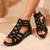 Sandalias Romanas de Piel Suave para Mujer Primavera y Verano 2026 Nuevo Estilo Zapatos de Madre con Suela Suave Calzado Exterior de Moda Sandalias para Mujer Sandalias para Mujer con Tacón de Cuña