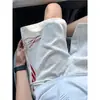 Pantalones Cortos Deportivos de Baloncesto Bordados Pesados con Tres Rayas para Hombre, Pantalones de Chándal Trendy de Verano Holgados de Pierna Ancha de Cinco Puntos, Pantalones Cortos Casuales de Longitud Media