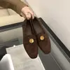 Sapatos Baixos de Couro para Mulheres 2026 Novo Estilo Coreano Camurça Bico Redondo Solado Grosso Salto Baixo Mocassins para Mulheres