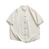 Primavera y verano 2024 nuevo estilo chino desgastado lavado cuello mao hanfu estilo chino camisa retro moderna de media manga al por mayor