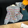 Cárdigan de Punto Rayas Bloque de Color Retro Cuello Redondo Manga Larga para Mujer, Cárdigan de Botones de Cuerno Otoño e Invierno, Abrigo Suéter Suave Casual