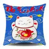 Nuevo Estilo Gato de la Suerte Sofá Decoración del Hogar Cojín Almohada Sala de Estar Coche Funda de Almohada Impresa por Ambos Lados Súper Suave Venta al por Mayor