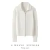 Cashmere 100% puro, malha canelada, gola alta, cardigã com zíper, caimento solto, suéter versátil, peça de malha para usar por cima, outono/inverno, levemente oversized