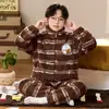 Cardigan de Pijama de Franela para Niñas con Cremallera Otoño Invierno Niños Espesado Coral Fleece Conjunto Ropa de Casa Cálida Estudiante Niño