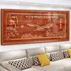 Pintura de Parede Escultura em Madeira Dongyang Madeira Maciça Chinesa Sala de Estar Parede de Fundo Pintura Decorativa Pingente Escritório Placa Decorativa Horizontal para Pendurar na Parede