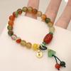 Pulseira de Jade ~ Pulseira de Contas de Abóbora Novo Estilo Zen Chinês Antigo Pedra Natural Peça de Mão de Cabacinha de Alta Qualidade