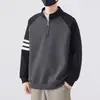 Stock de fábrica Alta calidad Bloque de color Manga raglán Holgado Cárdigan Sudadera para hombre Otoño e Invierno Hombre Cremallera Cuello semialto