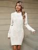 Vestido Longo de Tricô para Comércio Exterior Transfronteiriço Europeu e Americano Outono e Inverno 2026 Cor Sólida Manga Longa Bodycon com Pedraria
