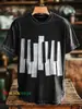 Estampa Retro Cruzada Tecla de Piano Masculina Gola Redonda Manga Curta Estampa Digital 3D Personalizado Peça Única Atacado