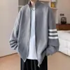 Suéter de Punto de Tres Rayas Chaqueta Cardigan para Hombre Otoño Invierno Doble Cremallera Tendencia al por Mayor Transfronterizo Suéter Cardigan para Hombre