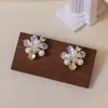Collar Colgante de Flor de Circonita de Primavera y Verano, Pendientes de Flor para Mujer, Lujo Ligero, Gama Alta, Conjunto de Joyería de Perla Simple y Elegante