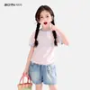 Camiseta Manga Curta Infantil Feminina 2026 Verão Novo Estilo Crianças Estilosa Meia Manga Roupas Crianças Maiores Roupas de Verão Estilo Fino Top