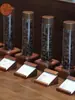Soporte de Exhibición para Granos de Café, Adornos para Botellas de Fragancia, Introducción Decorativa de Exhibición, Tubo de Vidrio Dividido, Utensilios Creativos de Madera Maciza para Escritorio