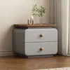 Criado-mudo minimalista na cor creme para uso doméstico, modelo novo moderno, mesa de cabeceira com armazenamento em couro para quarto, fácil de instalar, criado-mudo minimalista