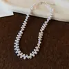 Collar de Perlas con Forma de Concha Plegada de Estrella Retro Francés Cadena de Clavícula de Lujo Ligero Nicho Elegante Temperamento Gargantilla Exquisita para Mujer