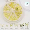 Accesorios para Uñas Artísticas Plato Redondo de Metal con 6 Compartimentos Mariposa 3D Estilo Japonés Moderno Nuevas Decoraciones Huecas para Uñas