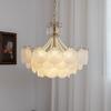 Lustre de Cristal com Conchas Estilo Francês Creme Iluminação Sala de Estar Luxo Simples Quarto Principal Lustre Iluminação LED Quente