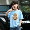 Camiseta de Manga Corta para Niños Verano Nuevo Estilo Niños Algodón Puro Manga Media Tallas Mediana y Grande Niños Camisetas Casuales Holgadas y Camisetas de Base para Niños