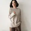 Suéter de punto de cachemira para mujer talla grande, corte holgado, estilo coreano casual, de longitud media, simple, versátil, cálido