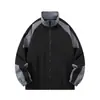 Chaqueta de otoño retro estilo Hong Kong con retazos y bloques de color para hombre, marca de moda de alta calle, corte holgado, estilo universitario, abrigo casual versátil