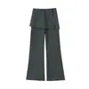Novedad Otoño 2026 Estilo Mujer Pantalones de Pierna Ancha Acampanados Falsos de Dos Piezas Abotonados, Algodón de Aire Cintura Alta Adelgazantes Micro Acampanados