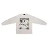 Erd Melancolia Rico Vintage Lavado Estampa Rachada Quadrinhos Waffle Unissex Manga Longa Camiseta Camada Base Tendência