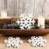 Cross-border novo floco de neve branco enfeites de Natal floco de neve de madeira enfeites casa dos desenhos animados decoração de casa agora