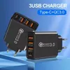 Carregador de viagem EUA. Regulamentos Regulamentos Europeus Regulamentos Britânicos Cabeça de carregamento 3USB Tipo C Adaptador multi-telefone 3USB PD