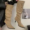 2026 Nuevas Botas Largas de Estilo Francés para Mujer Otoño e Invierno, Zapatos de Tacón Alto, Botas de Invierno para Combinar con Abrigos, Botas Largas de Caña Alta, Botas Melard