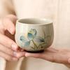 Fabricante de Taza Maestra para Té de Loto Pintada a Mano Gris Planta Juego de Té Individual Taza de Té Pequeña Kung Fu Cerámica Retro Taza de Aroma
