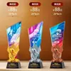 Trofeo de Cristal Artístico con Grabado, Honor de Competencia, Placa de Premio Colorida de Alta Gama, Recuerdo de Premio de Equipo para Empleado Destacado