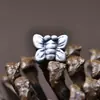 Yiluya plata 99 vintage 3D plata dura cuentas de mariposa pulsera de cuerda trenzada hecha a mano accesorios de cuentas de plata material perforación horizontal