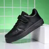 Zapatillas blancas para niños, zapatos deportivos de suela blanda, parte superior de piel blanca, impermeables, antideslizantes, de suela plana, versátiles