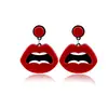 Pendientes Retro de Cassette, Set de Pendientes Personalizados y Creativos de Rayo, Gota de Agua y Geométricos, Pendientes de Labios Rojos de Moda y Sexy