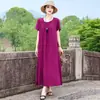 Novo vestido de algodão e seda estilo étnico para mulheres, estilo de férias de verão plus size, elegante vestido de praia de alta qualidade para mães