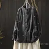Entrega Directa de Fábrica 2026 Nueva Blusa Elegante para Mujer, Gasa de Algodón de Doble Capa de Primavera, Bordado Floral Artístico, Exquisita y Versátil