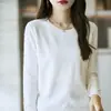 Nueva camiseta básica de punto de cuello redondo para mujer estilo coreano, suéter pullover ajustado de primavera al por mayor, forro polar Andy para mujer, transfronterizo 2025