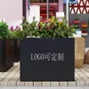 Jardineiras de Aço Inoxidável, Vasos de Flores Redondos Combinados Feitos Sob Medida, Canteiros de Flores Acabados para Exterior, Calhas de Flores para Exterior em Ruas Comerciais, Recipientes de Flores de Metal