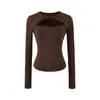 2026 Diseño Hueco Retorcido Top Ajustado para Capa Interior Puro Deseo Chica Picante Falso Dos Piezas Camiseta de Manga Larga para Mujer Primavera