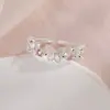 Anillo Artístico Hueco de Tres Mariposas Bailando, Estilo Princesa, Atmósfera Dulce y Fresca, Anillo de Mariposa con Circonita Rosa para el Dedo Índice