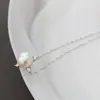 Nafuge joyería de plata al por mayor simple moda collar de plata para mujer con collar de perla natural con cadena de plata 925