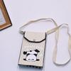 Bolso para teléfono móvil de estilo coreano con diseño de panda pequeño, bandolera de punto, bolso de mano con solapa, bolso informal para salir