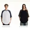 Camiseta raglán de peso pesado AG260 g, a juego de colores, guía de llegada, algodón peinado, manga corta, algodón estampado, camiseta corta de algodón