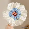 Pañuelo Cuadrado a Cuadros Estilo Coreano para el Cabello, Goma Elástica Estilo Perezoso, Cuerda para Moño de Gama Alta, Goma para el Cabello Dulce