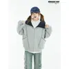 Sudadera con capucha para hombre, diseño vanguardista con costuras de contraste, otoño, estilo americano, peso pesado, rígida, sensación de alta gama, chaqueta