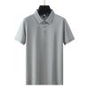 Polo de manga corta con solapa informal de negocios para hombre, camiseta de moda para hombre con solapa de seda de hielo elástica de alta calidad