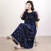 Pijama Feminina Verão Meia-Idade e Idosa Algodão Seda Camisola Pode Ser Usada Fora no Verão para Mães Plus Size Plus Size Saia de Algodão Artificial