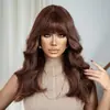 Net peruca vermelha das mulheres cabelo médio e longo cabelo encaracolado Big Wave air bangs fibra química headgear perucas saída de fábrica