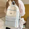Mochila escolar para meninas com alto apelo estético, estampa de estrelas, mochila fofa, grande capacidade, para alunos do ensino fundamental II, design de nicho, estilo universitário