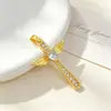 Cobre con Oro Real Cruz Corazón Alas Puro e Inocente Transfronterizo DIY Joyería Hecha a Mano Cobre Circonita Incrustación de Micro Joyas Accesorios Colgante